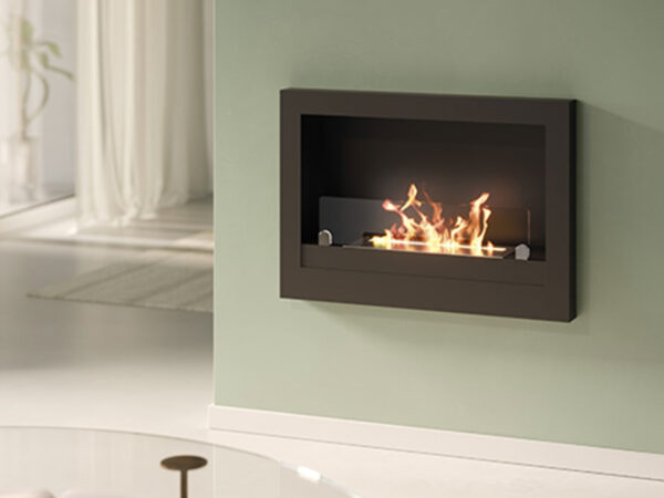 Biocamino da Parete o Incasso Treviso Nero Tecno Air System