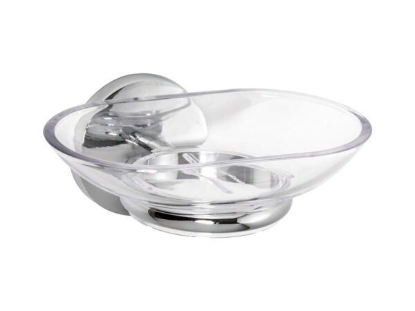 Porta Sapone Bagno da Muro per Saponetta Trasparente Acciaio