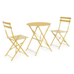 Tavolino con 2 Sedie da Esterno in Alluminio Pieghevole 12