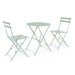 Tavolino con 2 Sedie da Esterno in Alluminio Pieghevole 13