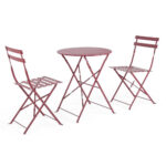 Tavolino con 2 Sedie da Esterno in Alluminio Pieghevole 16