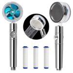 Soffione Doccia con Elica Girevole Doccetta con Interruttore 6