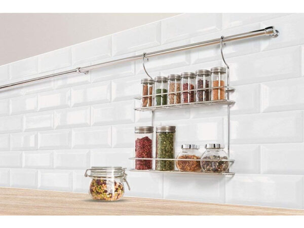 Mensola Portaspezie 2 Piani per Barra da Cucina Sottopensile 3