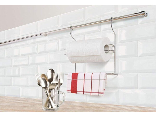 Porta Rotolo e Strofinacci da Appendere Barre Cucina Metaltex 3