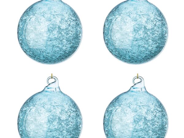 Palline di Natale in Vetro Trasparente Ghiaccio Azzurro