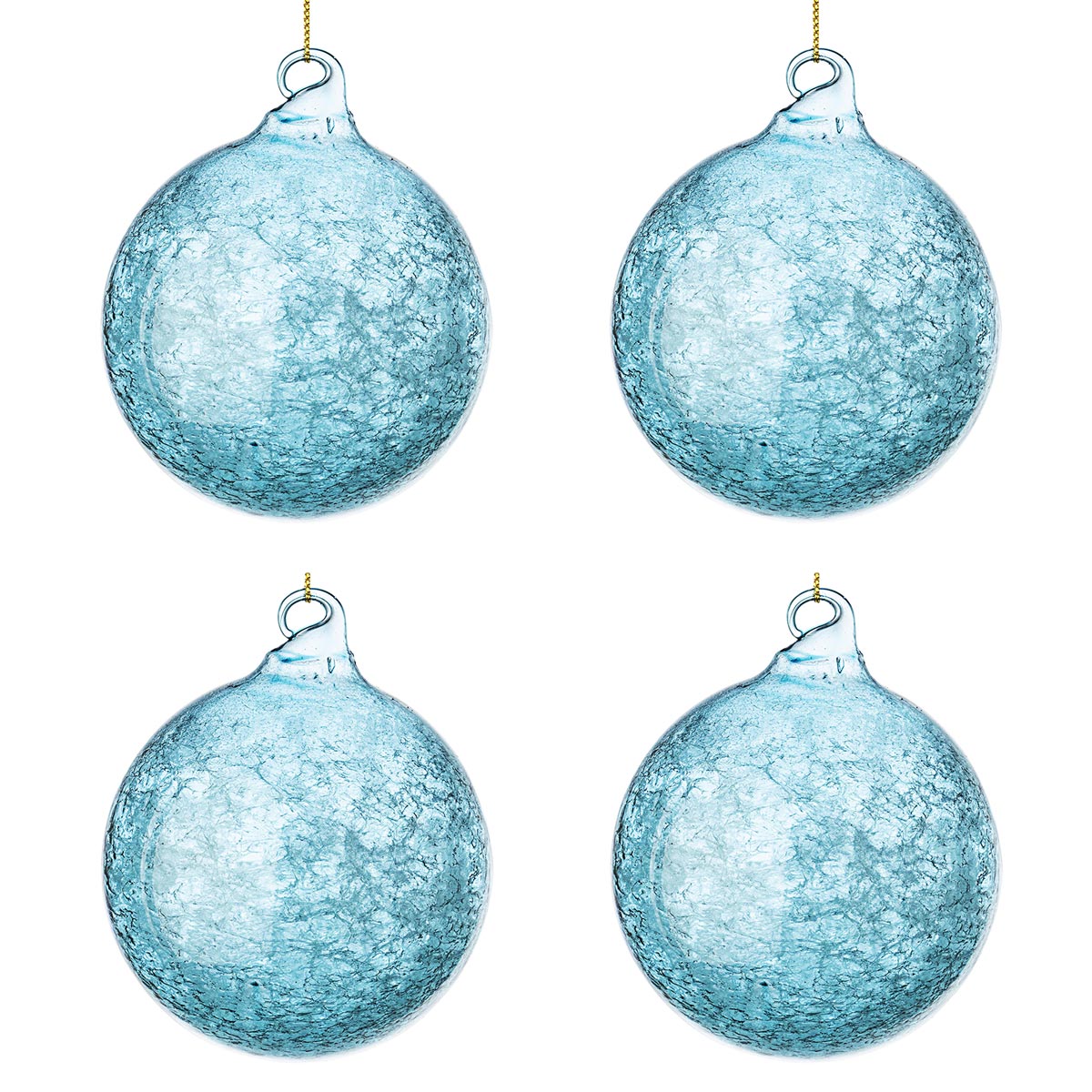 Palline di Natale in Vetro Trasparente Ghiaccio Azzurro 3 Palline di Natale in Vetro Trasparente Ghiaccio Azzurro 3