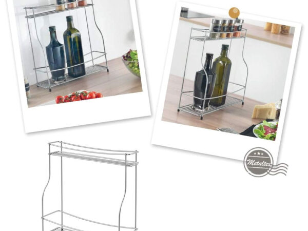 Porta Spezie Bottiglie Olio Aceto da Cucina 2 Ripiani Metaltex 3