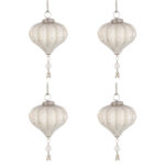 Palline di Natale in Vetro Bianco Perla Paillettes Oro Prize 7