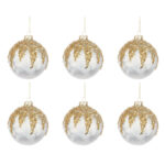 Palline di Natale in Vetro Bianco Velluto Oro Luxury 7