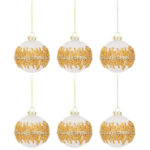 Palline di Natale in Vetro Bianco Velluto Oro Luxury 5