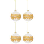 Palline di Natale in Vetro Bianco Velluto Oro Luxury 6