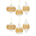 Palline di Natale in Vetro Bianco Velluto Oro Luxury 8
