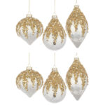 Palline di Natale in Vetro Bianco e Velluto Oro Luxury 5