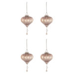 Palline di Natale in Vetro Rosso Opaco Strass Elegantia 7