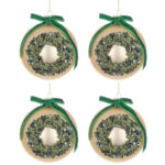 Palline Natale in Vetro Elegante con Fiocco in Raso Verde 6