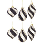 Palline di Natale Nere Stelle oro in Vetro Glimmer 7