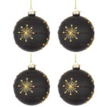 Palline di Natale Nere Stelle oro in Vetro Glimmer 6