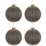 Palline di Natale Nero Oro Meridiani in Vetro Lurex Dreamy 6