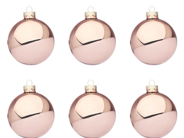 Palline di Natale Rosa Lucido in Vetro Addobbi Albero 3
