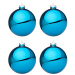 Palline di Natale Blu Oceano Lucido in Vetro Bizzotto 8