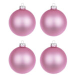 Pallina di Natale Rosa Opaco in Vetro Addobbi Albero 8