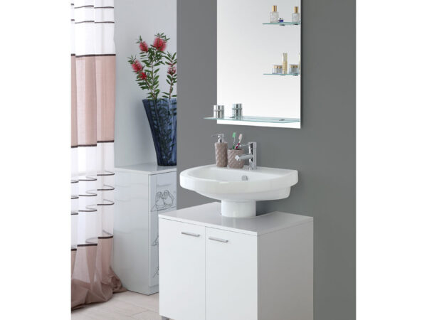 Mobile Sotto Lavabo Copricolonna da Bagno Bianco Feridras 3