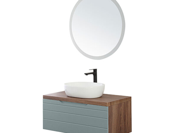 Composizione Bagno Sospeso Verde Salvia con Cassettone Lavabo Specchio