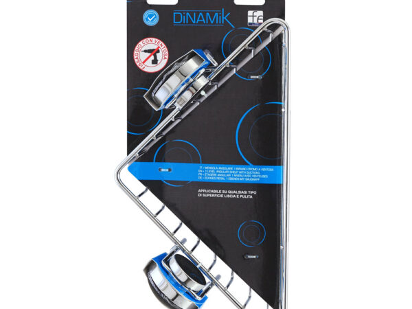 Mensola Angolare Doccia con Ventosa 1 Ripiano Cestello Dinamik 3