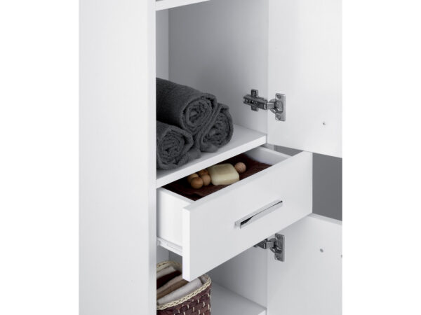 Mobile Bagno Colonna 2 Ante 1 Cassetto Bianco Linea Stella 3