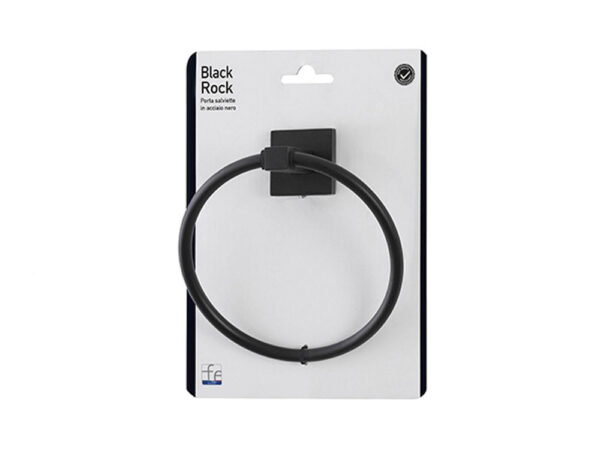Porta Asciugamani da Bagno ad Anello Nero a Parete Black Rock 3