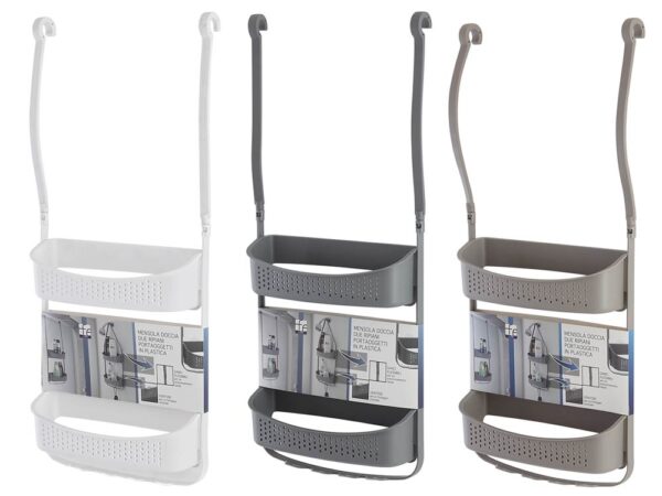 Mensola per Doccia Portaoggetti da Appendere 2 Ripiani PVC