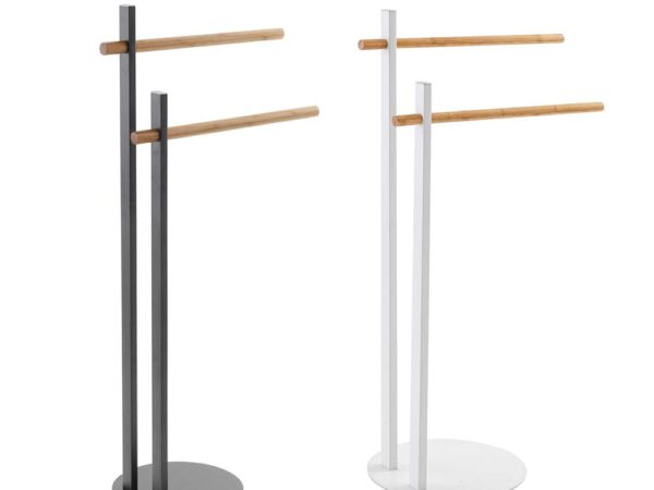 Piantana Portasciugamani Bamboo e Acciaio 2 Bracci Feridras