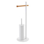 Piantana Portascopino Portarotolo in Bamboo e Acciaio Feridras 8