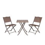 Tavolo da Giardino Pieghevole con 2 Sedie in Vetro 60×60 cm 10