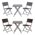 Tavolo da Giardino Pieghevole con 2 Sedie in Vetro 60×60 cm 6