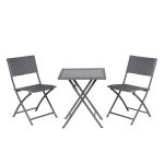 Tavolo da Giardino Pieghevole con 2 Sedie in Vetro 60×60 cm 8