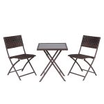 Tavolo da Giardino Pieghevole con 2 Sedie in Vetro 60×60 cm 7