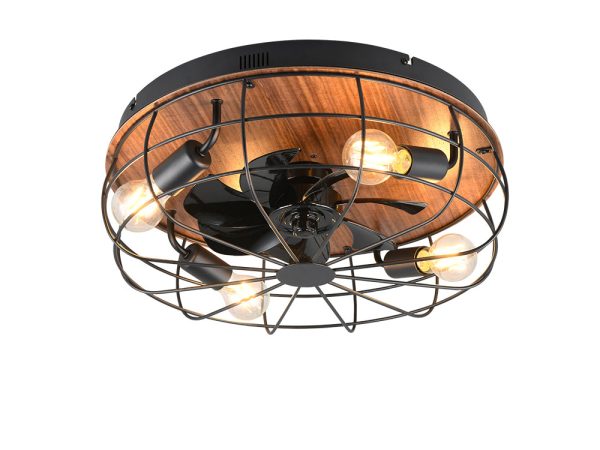 Ventilatore Plafoniera a Soffitto Trondheim Base Effetto Legno