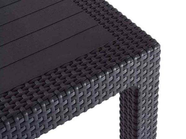 Tavolo da Giardino in Rattan Grigio con Foro Ombrellone 3