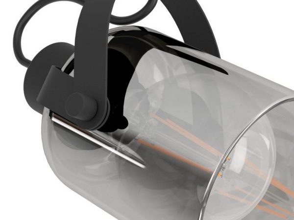 Plafoniera con 2 Faretti in Vetro Nero 40W Berregas Eglo 5