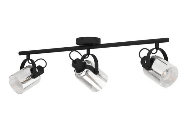 Plafoniera con 3 Faretti in Vetro Nero 40W Berregas Eglo