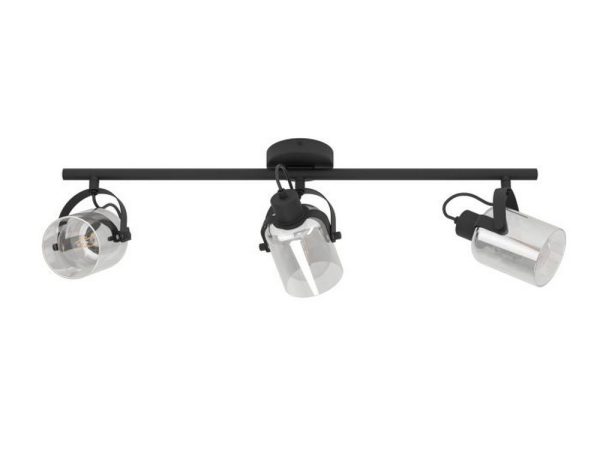Plafoniera con 3 Faretti in Vetro Nero 40W Berregas Eglo 3