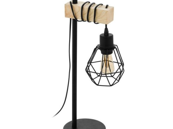 Lampada da Tavolo Legno Vintage con Paralume Townshend 5 Eglo
