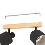 Plafonone in Legno con 2 Faretti in Tessuto Nero Batallas Eglo 11