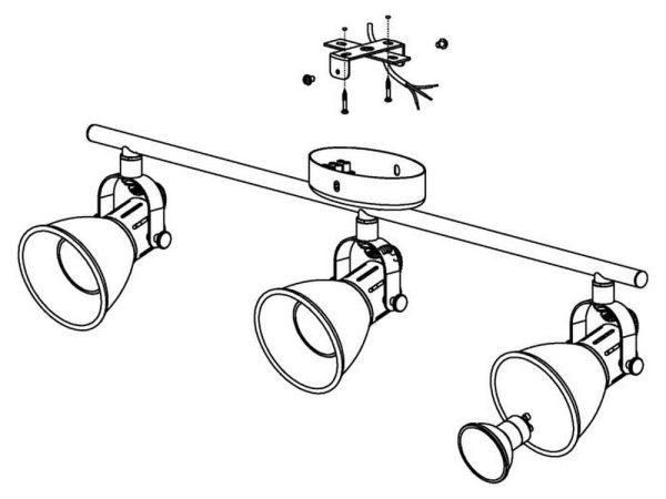 Plafoniera in Metallo Nichel Anticato 3 Faretti Led Seras Eglo 3