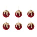 Palline di Natale in Vetro Bianche con Fiori e Diamanti Oro 10 cm 8