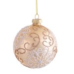 Palline di Natale in Vetro con Ricami Oro e Bianco 8