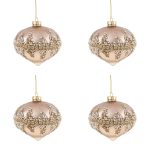 Sfere di Natale Diamond Decorazioni Oro e Perline Bianche 10 cm 7