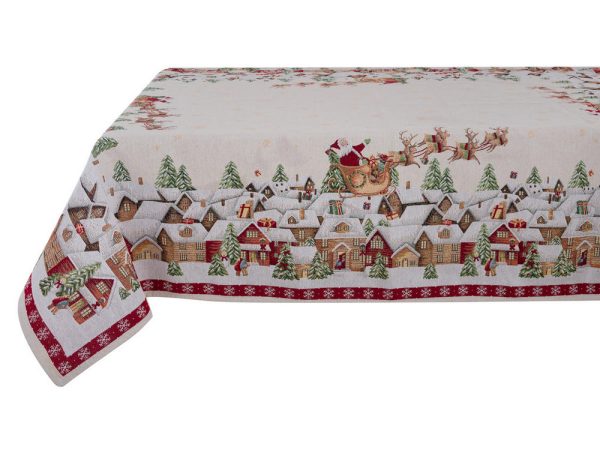 Tovaglia Copritavolo Rettangolare Natalizia in Gobelin Shabby Blanc Mariclò