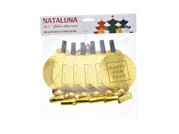 Trombette per Feste Party Capodanno Oro 6 pz